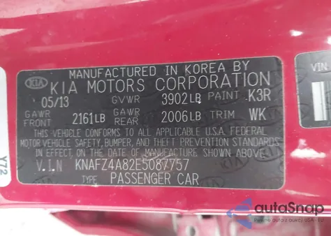 2014 Kia Forte Ex from USA, damaged, VIN KNAFZ4A82E5087757